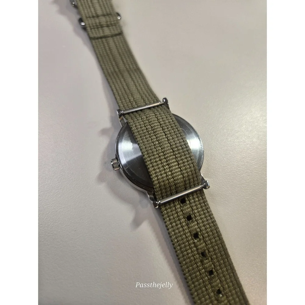 Timex Weekender T2N651 Watch Mens 38mm Olive Fabric Strap White Dial Quartz Date